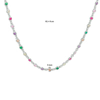 vDam Ketting Regenboog Zirkonia 41cm + 4 Cm Zilver Gerhodineerd 1332317  41cm