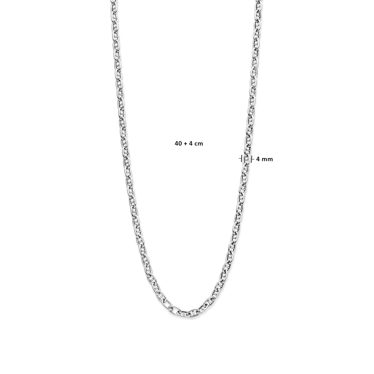 vDam Ketting Ronde Buis 4,0 Mm 40cm + 4 Cm Zilver Gerhodineerd 1337701  40cm