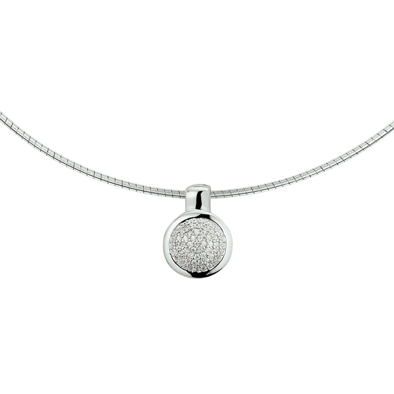 vDam Ketting Rondje Zirkonia 42 + 3 Cm Zilver Gerhodineerd 1327915