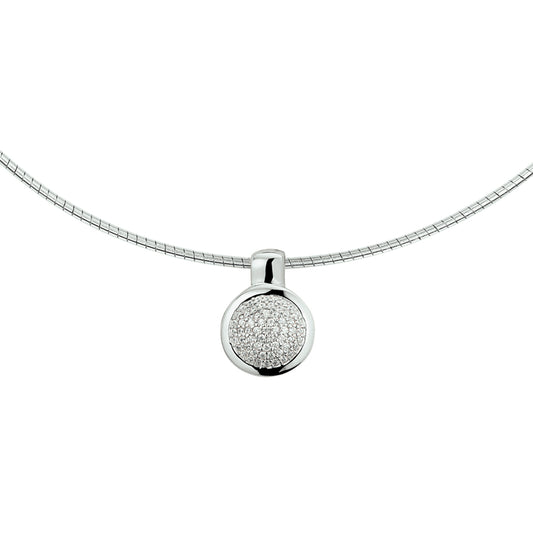 vDam Ketting Rondje Zirkonia 42 + 3 Cm Zilver Gerhodineerd 1327915