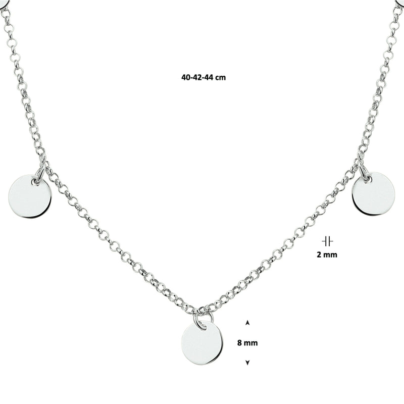 vDam Ketting Rondjes 40cm - 42 - 44 Cm Zilver Gerhodineerd 1327737  40cm