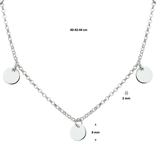 vDam Ketting Rondjes 40cm - 42 - 44 Cm Zilver Gerhodineerd 1327737  40cm