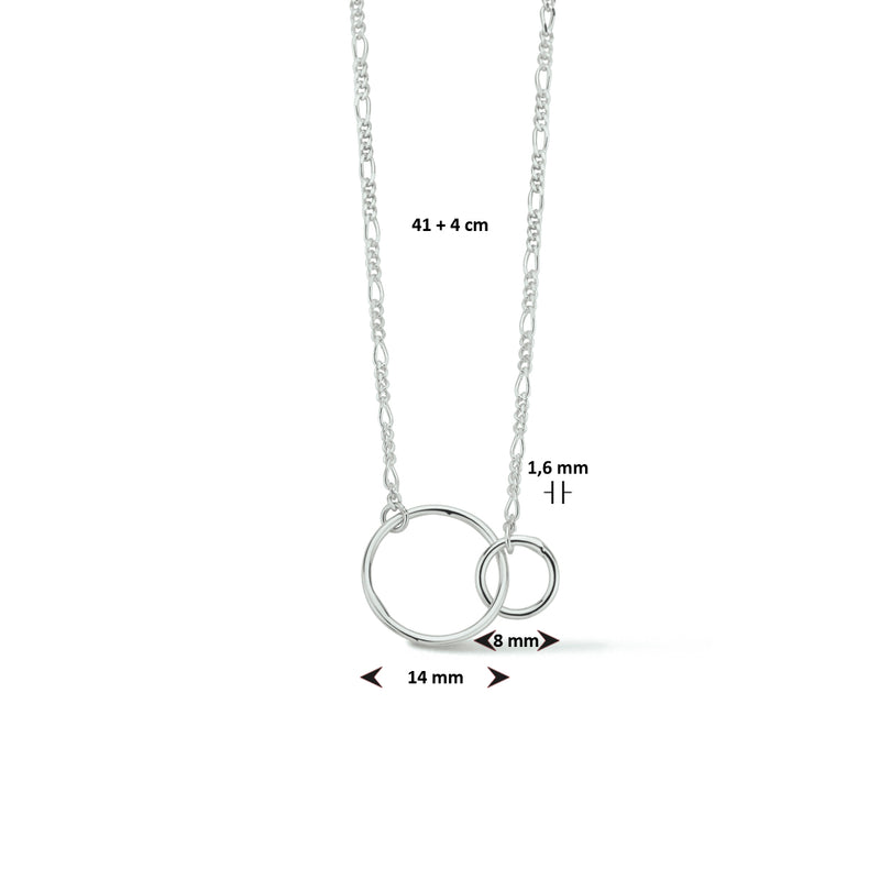 vDam Ketting Rondjes 41cm + 4 Cm Zilver Gerhodineerd 1334366  41cm