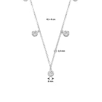 vDam Ketting Rondjes Gediamanteerd 41cm + 4 Cm Zilver Gerhodineerd 1334811  41cm