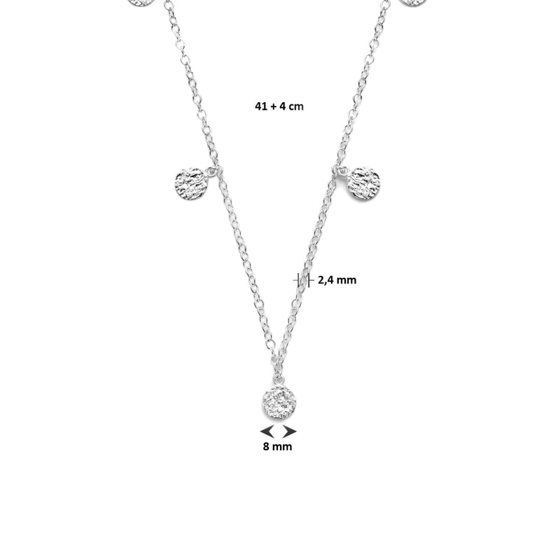 vDam Ketting Rondjes Gediamanteerd 41cm + 4 Cm Zilver Gerhodineerd 1334811  41cm