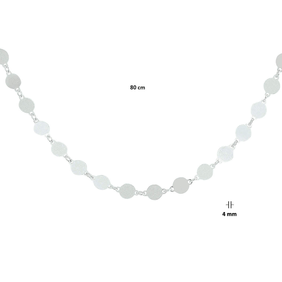 vDam Ketting Rondjes Zilver Gerhodineerd 1328623  80cm