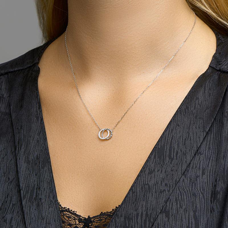 vDam Ketting Rondjes Zirkonia 41cm - 43 - 45 Cm Zilver Gerhodineerd 1329248  41cm