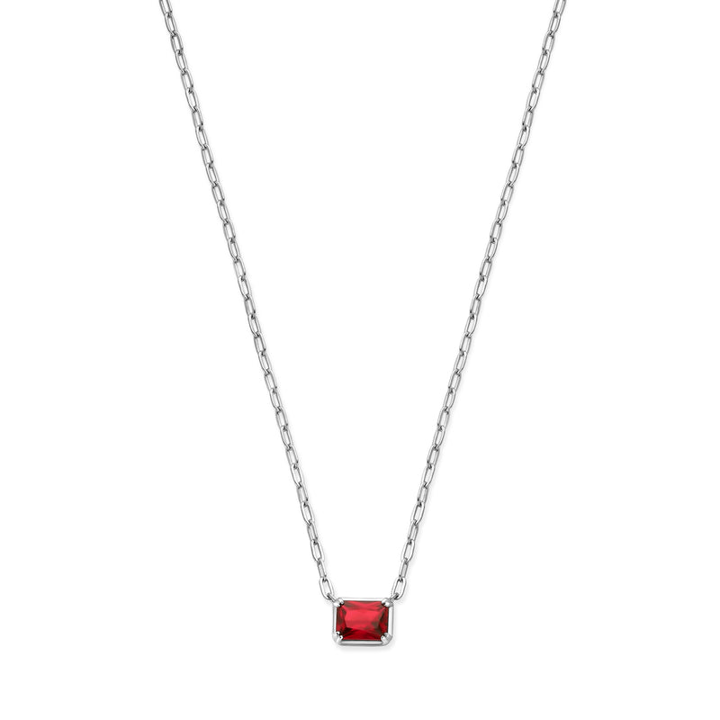 vDam Ketting Rood Zirkonia 40 + 4 Cm Zilver Gerhodineerd 1337782