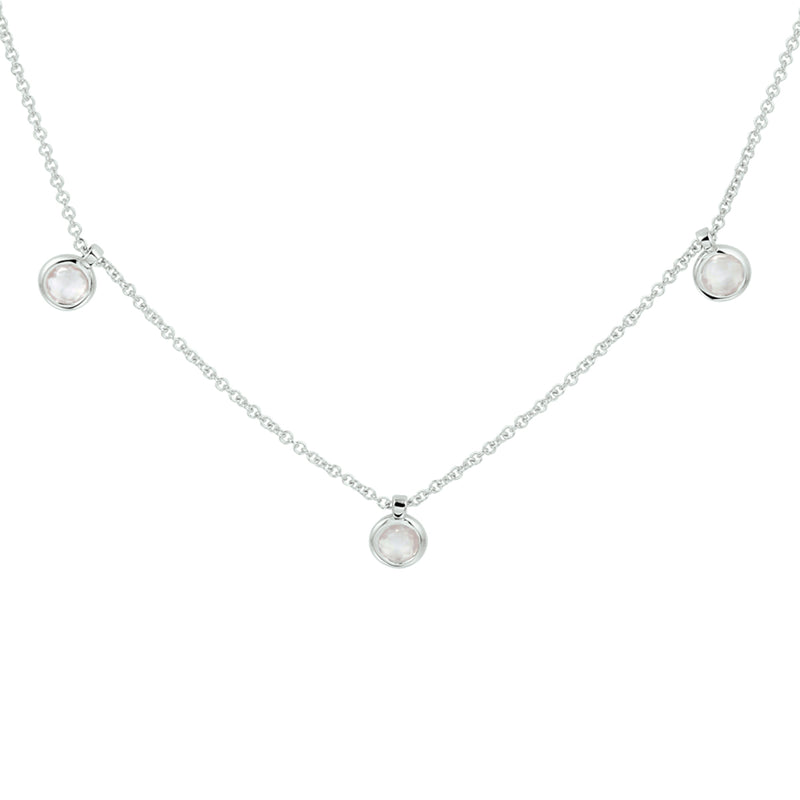 vDam Ketting Rozenkwarts 42 + 3 Cm Zilver Gerhodineerd 1329852