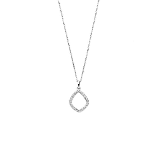 vDam Ketting Ruit Zirkonia 41 - 43 - 45 Cm Zilver Gerhodineerd 1341720