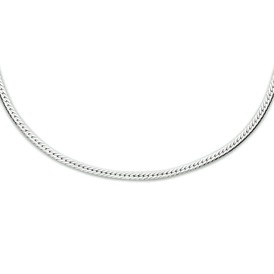 vDam Ketting Slang Plat 1,7 Mm 40 + 5 Cm Zilver Gerhodineerd 1333850