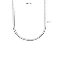 vDam Ketting Slang Plat 3,3 Mm 40cm + 5 Cm Zilver Gerhodineerd 1333852  40cm