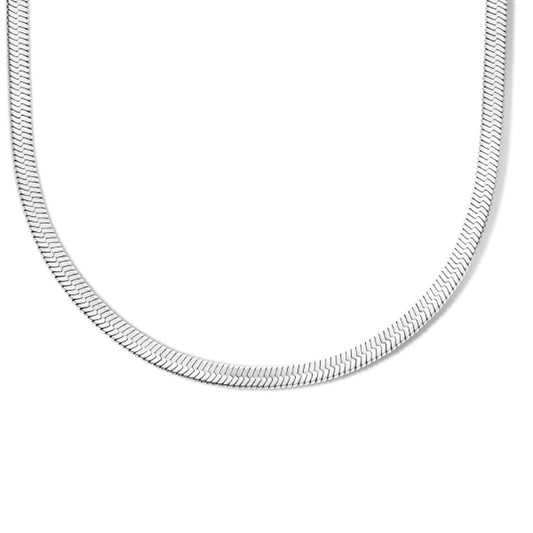 vDam Ketting Slang Plat 4,3 Mm 40 + 4 Cm Zilver Gerhodineerd 1335555