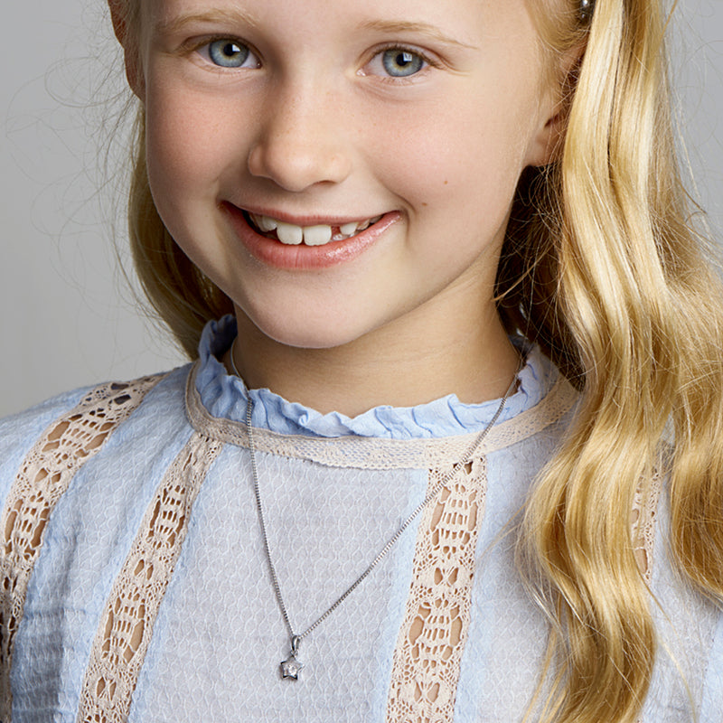 vDam Ketting Ster Zirkonia 36cm + 4 Cm Zilver Gerhodineerd 1329893  36cm