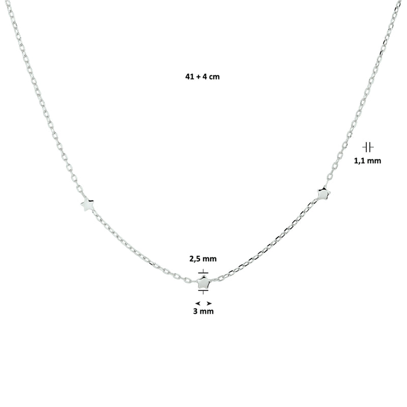 vDam Ketting Sterren 41cm + 4 Cm Zilver Gerhodineerd 1329099  41cm