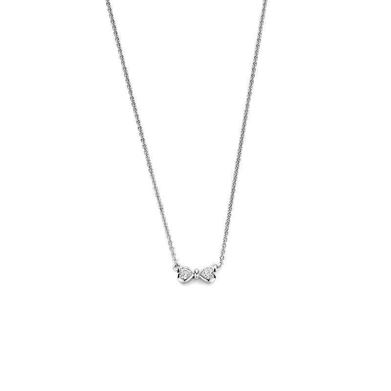 vDam Ketting Strik Zirkonia 42 - 45 Cm Zilver Gerhodineerd 1341838