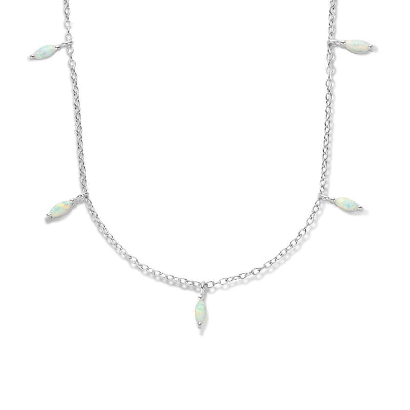 vDam Ketting Synth Opaal 41 + 4 Cm Zilver Gerhodineerd 1336500