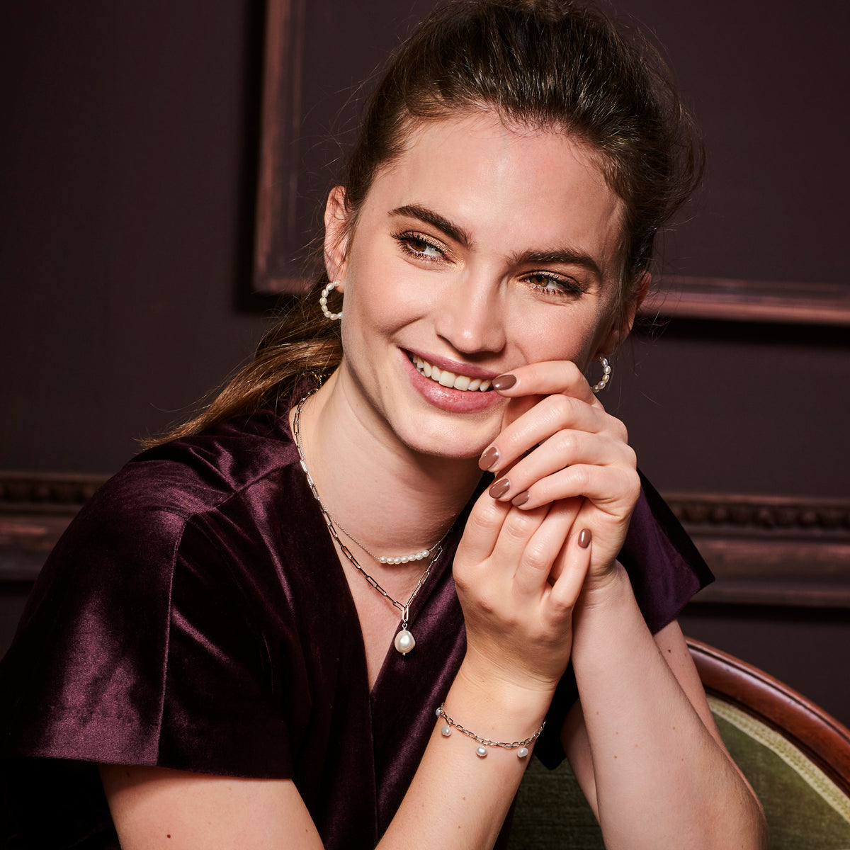 vDam Ketting Synth Parel 40cm Cm Zilver Gerhodineerd 1335814  40cm