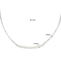 vDam Ketting Synth Parels 40cm + 5 Cm Zilver Gerhodineerd 1336024  40cm