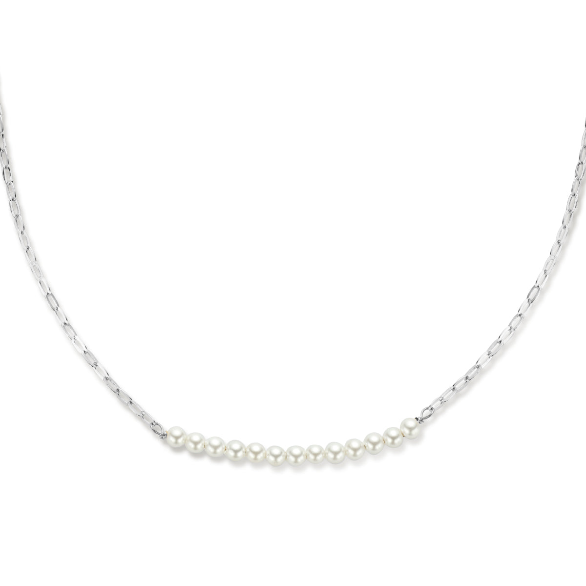 vDam Ketting Synth Parels 40 + 5 Cm Zilver Gerhodineerd 1336024