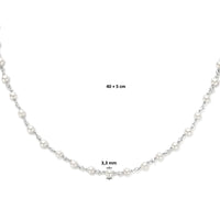 vDam Ketting Synthparels 40cm + 5 Cm Zilver Gerhodineerd 1336023  40cm