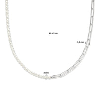 vDam Ketting Synthparels 40cm + 5 Cm Zilver Gerhodineerd 1336025  40cm