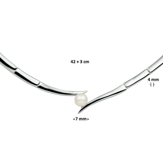 vDam Ketting Tussenstuk Parel 42cm + 3 Cm Zilver Gerhodineerd 1326621  42cm