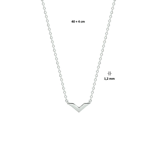 vDam Ketting V 40cm + 4 Cm Zilver Gerhodineerd 1328244  40cm