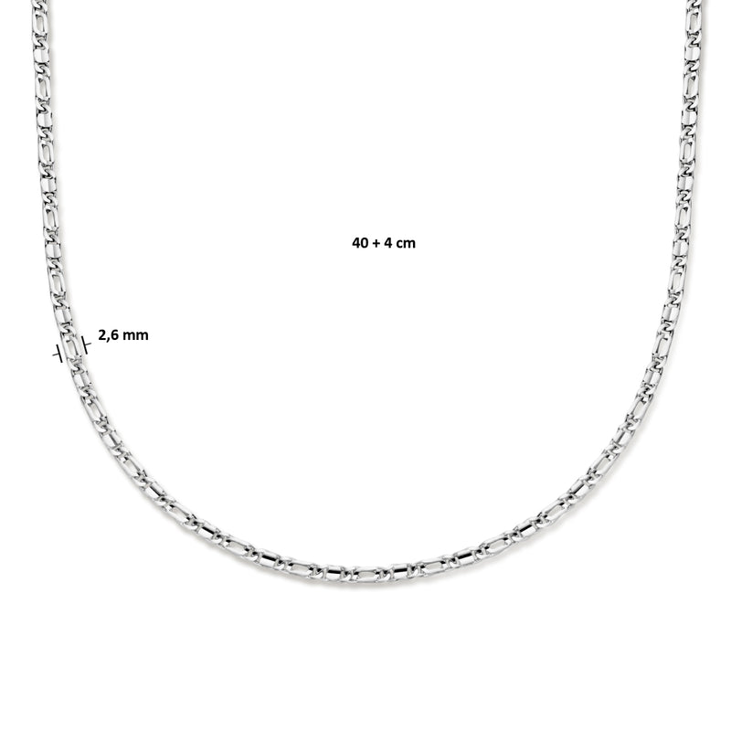 vDam Ketting Valkenoog 2,6 Mm 40cm + 4 Cm Zilver Gerhodineerd 1336232  40cm