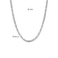 vDam Ketting Valkenoog Met Tussenstuk 2,4 Mm 40cm + 4 Cm Zilver Gerhodineerd 1334840cm  40cm