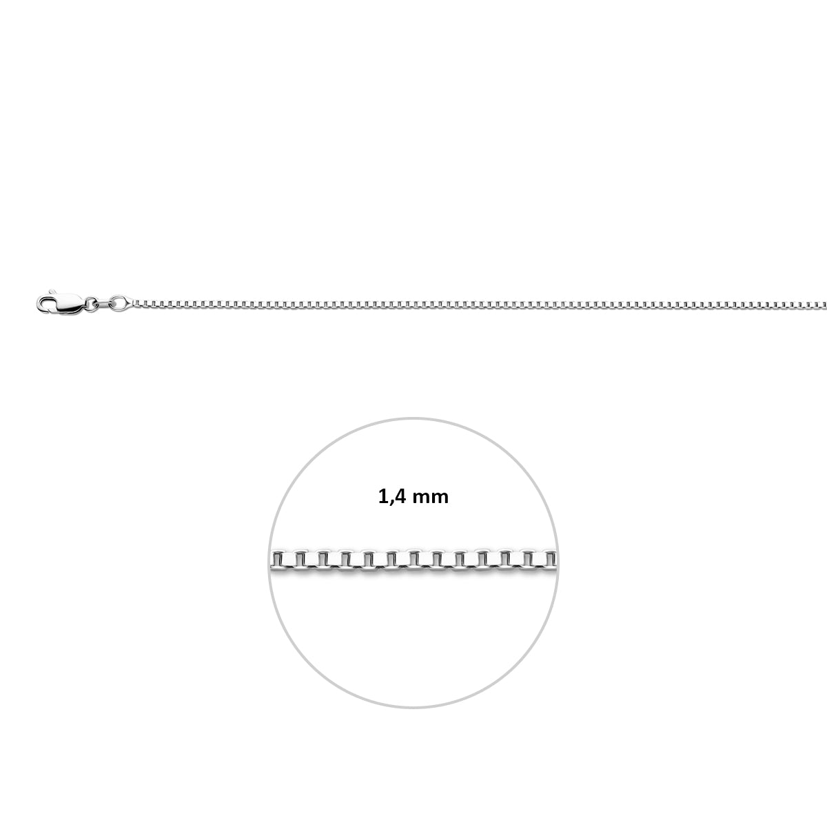 vDam Ketting Venetiaans 1,4 Mm Zilver Gerhodineerd 1333551  42cm