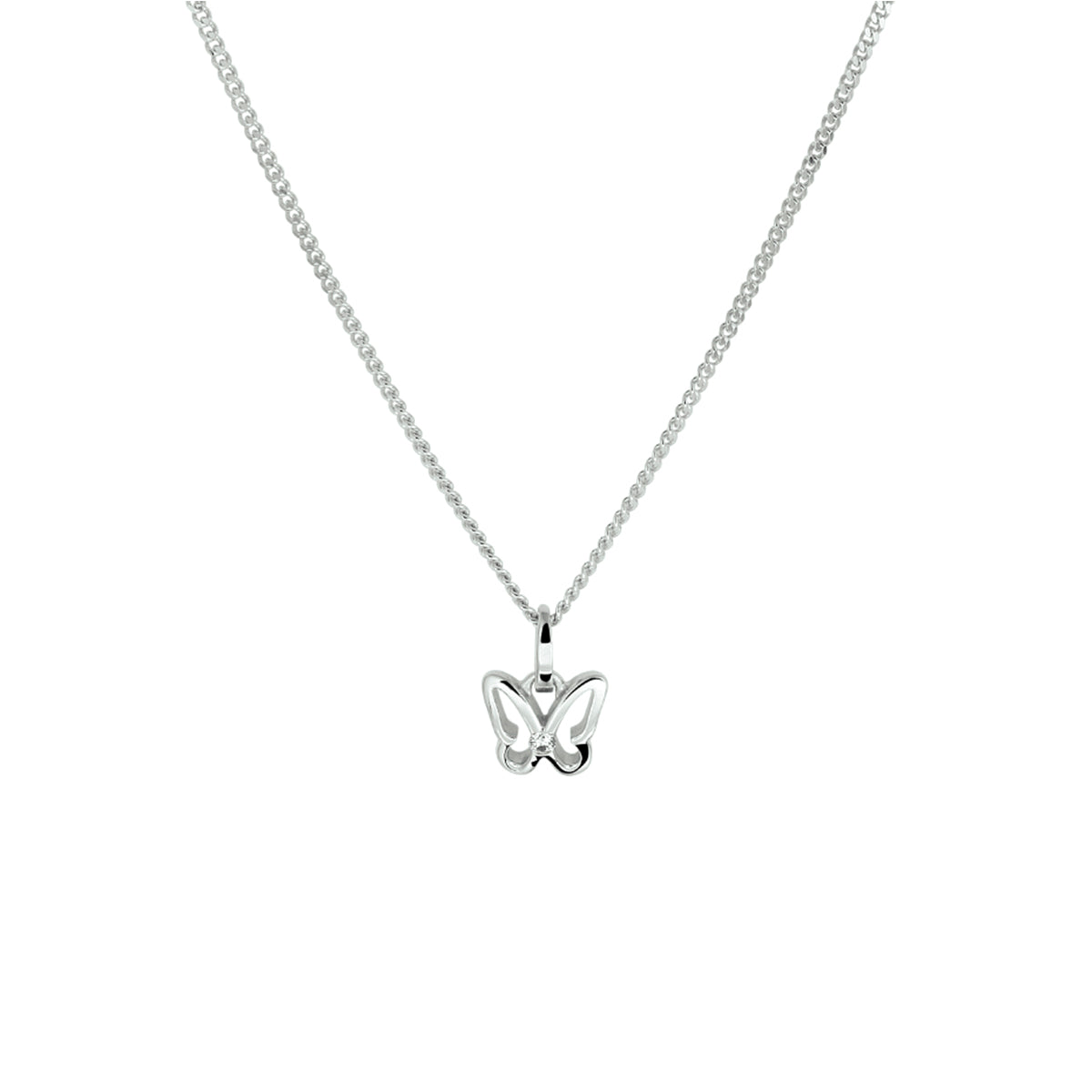 vDam Ketting Vlinder Zirkonia 36 + 4 Cm Zilver Gerhodineerd 1329934