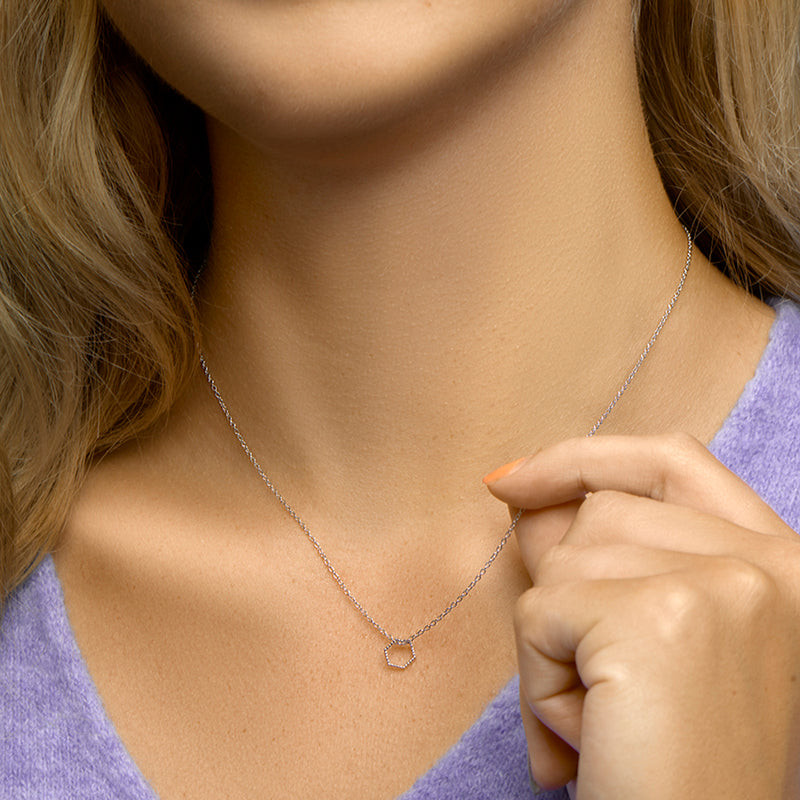 vDam Ketting Zeshoek 40cm - 42 - 44 Cm Zilver Gerhodineerd 1333028  40cm