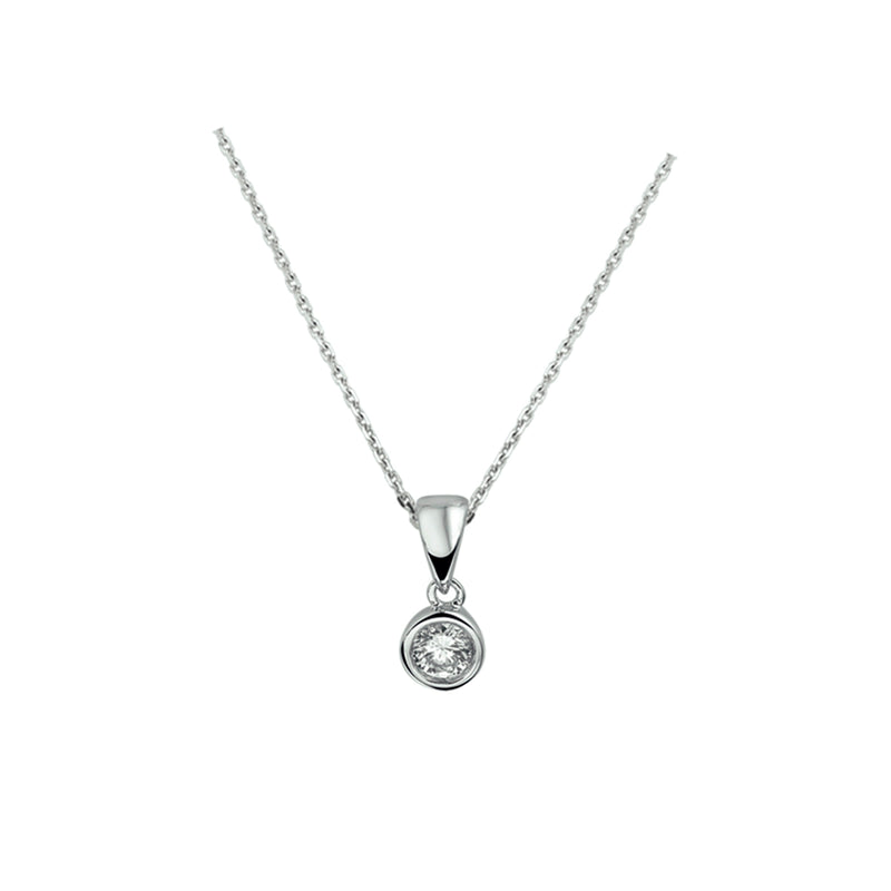 vDam Ketting Zirkonia 41 + 4 Cm Zilver Gerhodineerd 1329796