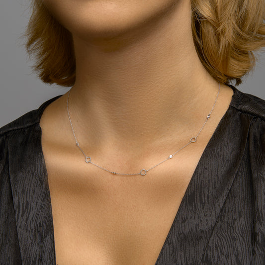 vDam Ketting Zirkonia 41cm + 4 Cm Zilver Gerhodineerd 1333531  41cm