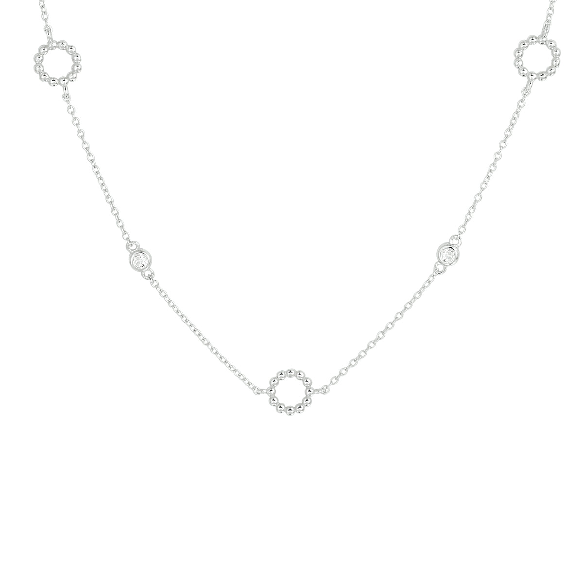 vDam Ketting Zirkonia 41 + 4 Cm Zilver Gerhodineerd 1333531
