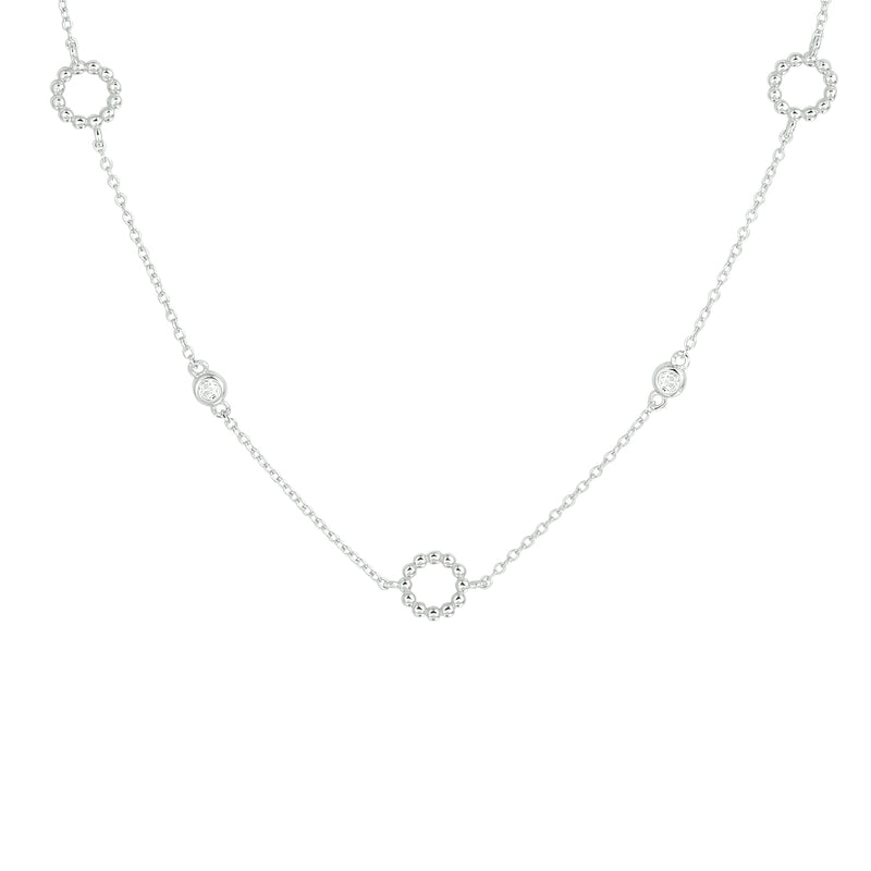 vDam Ketting Zirkonia 41 + 4 Cm Zilver Gerhodineerd 1333531