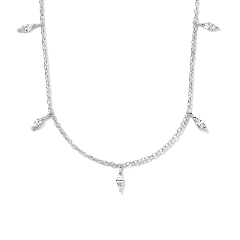 vDam Ketting Zirkonia 41 + 4 Cm Zilver Gerhodineerd 1336495
