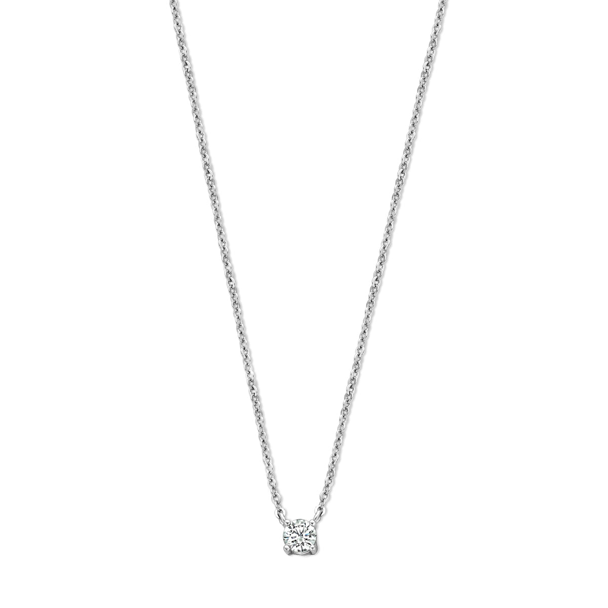 vDam Ketting Zirkonia 41,5 + 3 Cm Zilver Gerhodineerd 1337665