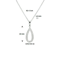 vDam Ketting Zirkonia 42cm + 3 Cm Zilver Gerhodineerd 1326673  42cm
