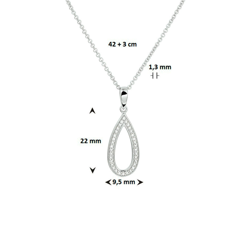 vDam Ketting Zirkonia 42cm + 3 Cm Zilver Gerhodineerd 1326673  42cm