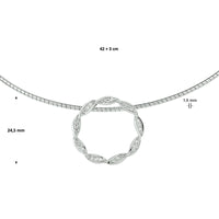 vDam Ketting Zirkonia 42cm + 3 Cm Zilver Gerhodineerd 1328354  42cm