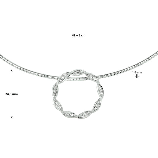 vDam Ketting Zirkonia 42cm + 3 Cm Zilver Gerhodineerd 1328354  42cm