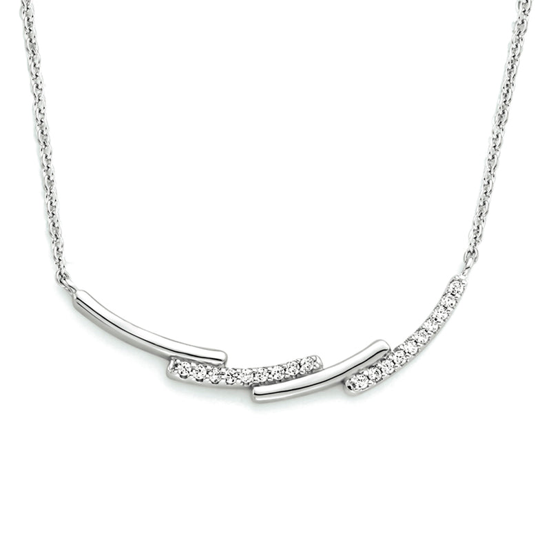 vDam Ketting Zirkonia 42 + 3 Cm Zilver Gerhodineerd 1333913