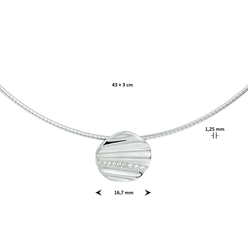 vDam Ketting Zirkonia 43cm + 3 Cm Zilver Gerhodineerd 1333008  43cm