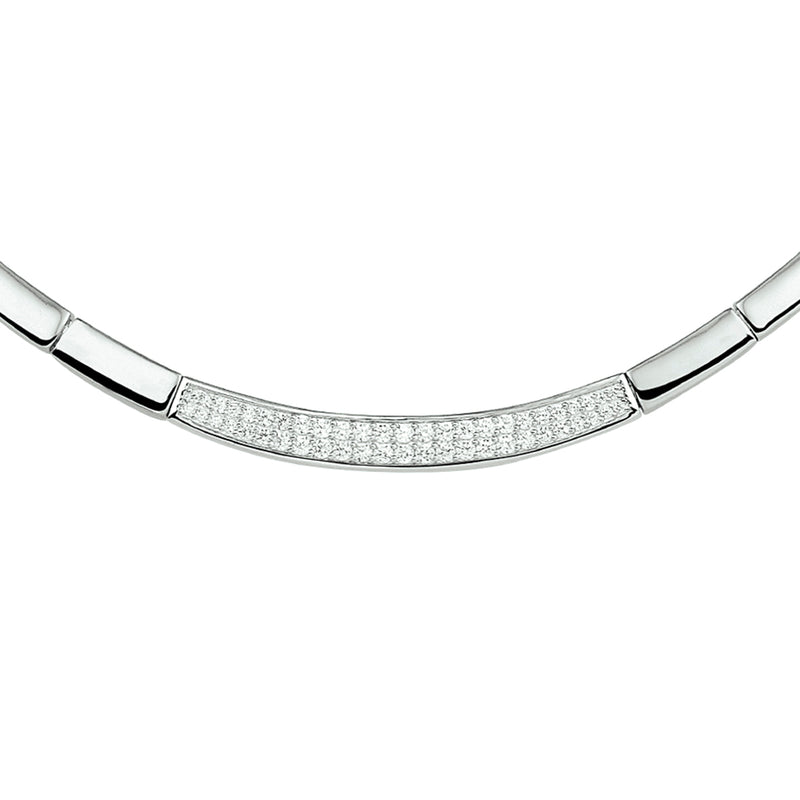 vDam Ketting Zirkonia 6,5 Mm 43 + 3 Cm Zilver Gerhodineerd 1326602