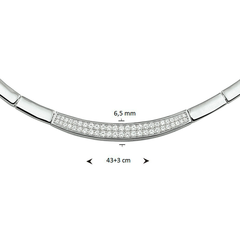 vDam Ketting Zirkonia 6,5 Mm 43cm + 3 Cm Zilver Gerhodineerd 1326602  43cm