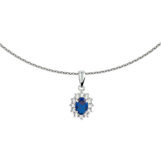 vDam Ketting Zirkonia En Synth Saffier 41+4 Cm Zilver Gerhodineerd 1327952