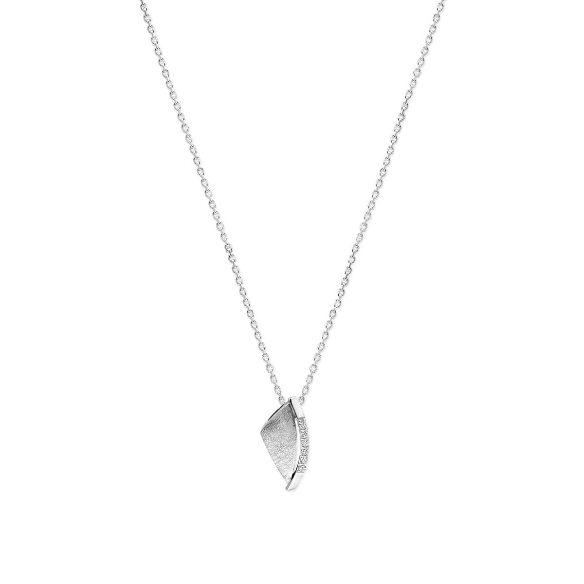 vDam Ketting Zirkonia Gescratcht 41 + 4 Cm Zilver Gerhodineerd 1340273