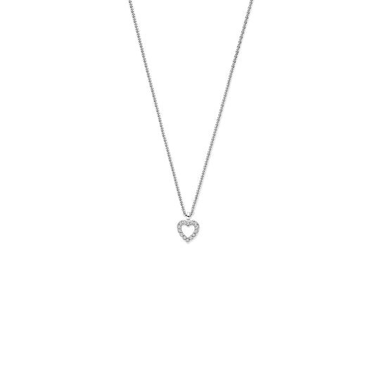 vDam Ketting Zirkonia Hartje 41 - 43 - 45 Cm Zilver Gerhodineerd 1341268